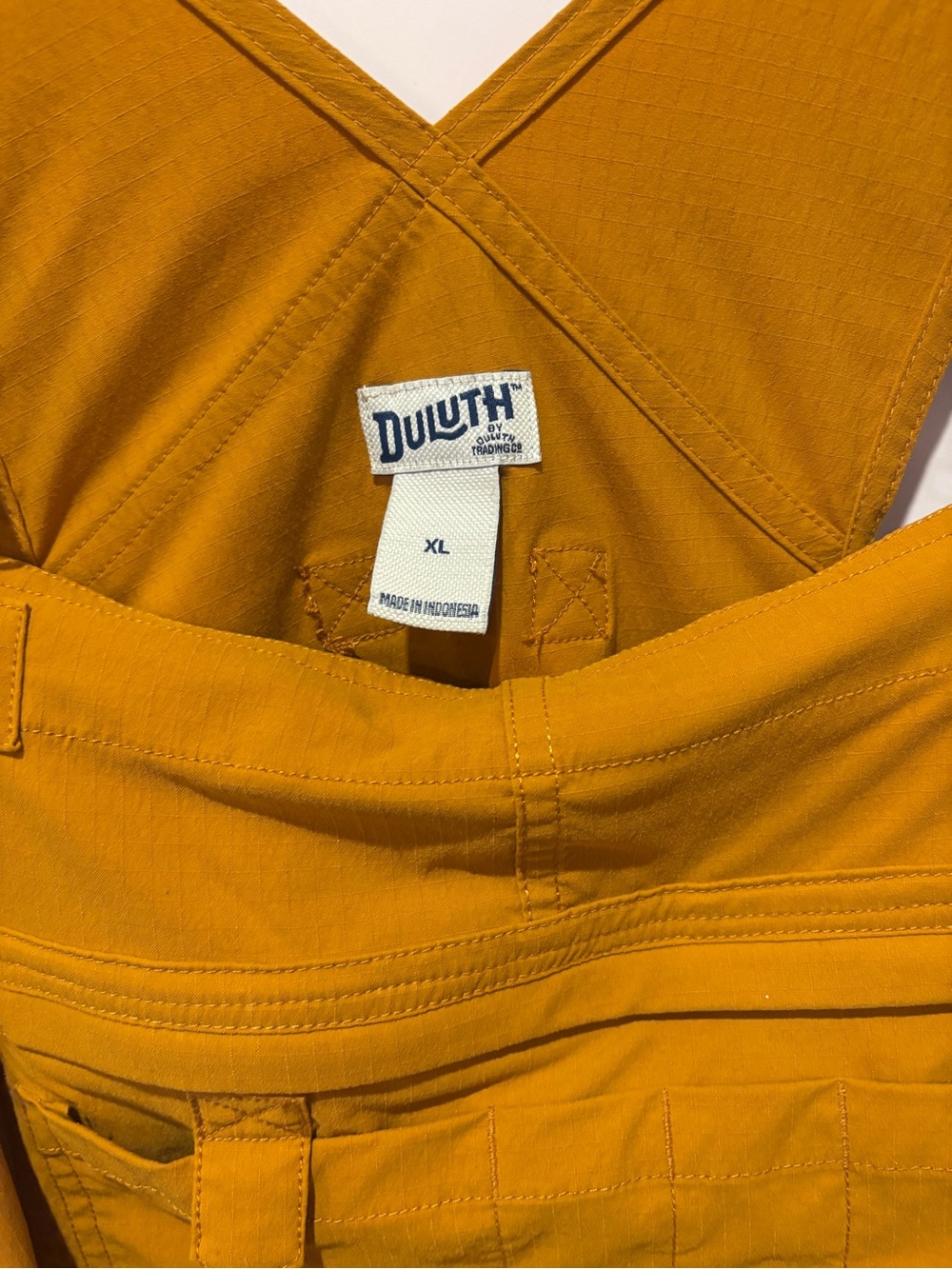 Duluth Trading Co Mustard Yellow Work Short Overalls - Picture 3 of 3